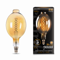 Лампа Gauss Filament BT180 8W 620lm 2400К Е27 golden flexible LED 1/6 Лампа Gauss Filament BT180 8W 620lm 2400К Е27 golden flexible LED 1/6