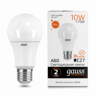 Лампа Gauss Elementary A60 10W 880lm 3000K Е27 LED 1/10/50