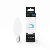 Лампа Gauss Свеча 7W 590lm 6500К E14 диммируемая LED 1/10/100