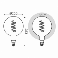 Лампа Gauss Filament G200 4.5W 100lm 1800К Е27 gray flexible LED 1/6