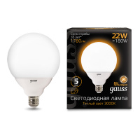 Лампа Gauss G125 22W 1800lm 3000K E27 LED 1/10
