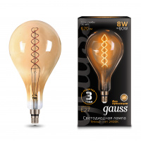 Лампа Gauss Filament А160 8W 620lm 2400К Е27 golden flexible LED 1/6 Лампа Gauss Filament А160 8W 620lm 2400К Е27 golden flexible LED 1/6