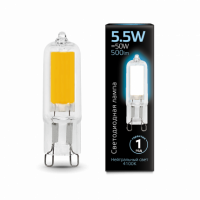 Лампа Gauss G9 AC220-240V 5.5W 500lm 4100K стекло LED 1/10/200