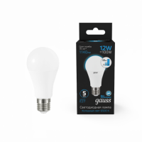 Лампа Gauss A60 12W 1140lm 6500K Е27 шаг. диммирование LED 1/10/50