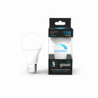 Лампа Gauss A60 11W 990lm 6500К E27 диммируемая LED 1/10/50