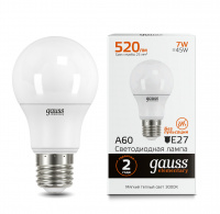Лампа Gauss Elementary A60 7W 520lm 3000K E27 LED 1/10/50