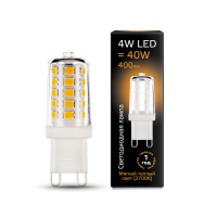 Лампа Gauss G9 AC185-265V 4W 400lm 2700K керамика LED 1/10/200