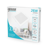 Светильник Gauss Elementary Downlight квадрат 26W 2250lm 4000K 170-260V IP20 220*26 белый LED 1/40