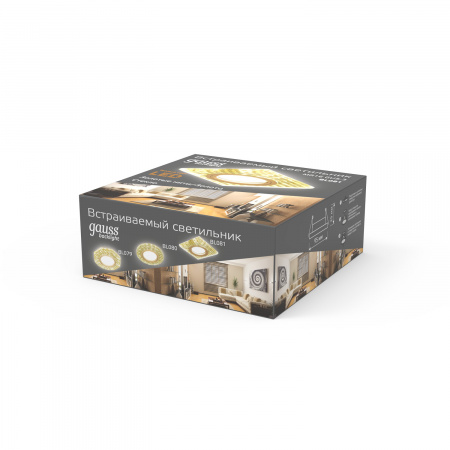 Светильник Gauss Backlight BL081 Квадрат. Золотые нити/Золото, Gu5.3, LED 2700K 1/40