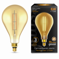 Лампа Gauss Filament PS160 6W 890lm 2700К Е27 golden straight LED 1/6