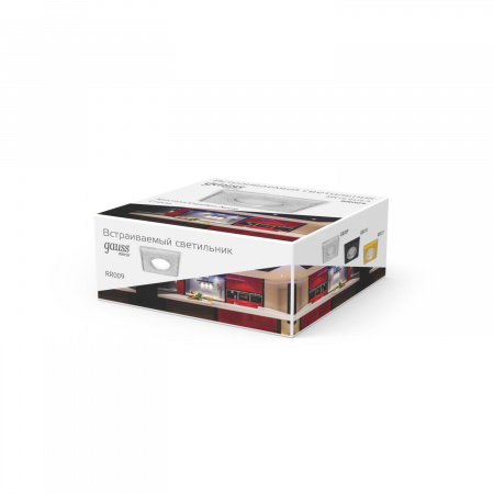 Светильник Gauss Mirror RR009 Квадрат. Кристал cеребро/Хром, Gu5.3 1/50