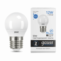 Лампа Gauss Elementary Шар 12W 950lm 6500K Е27 LED 1/10/100