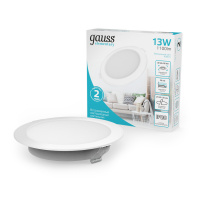 Светильник Gauss Elementary Downlight круг 13W 1100m 4000K 170-260V IP20 145*26 белый LED 1/60
