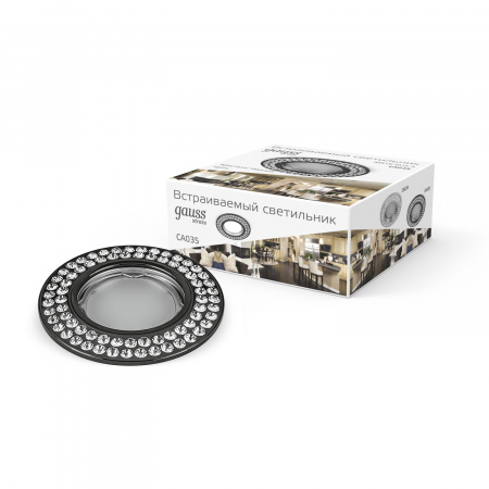 Светильник Gauss Strass CA035 Круг. Кристал/Черный, Gu5.3 1/30