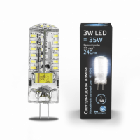 Лампа Gauss GY6.35 AC150-265V 3W 240lm 4100K силикон LED 1/10/200