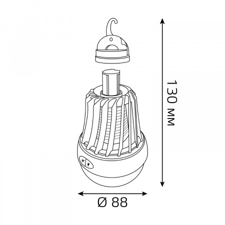 Антимоскитный светильник Gauss Mosquito с подвесом, 7Вт, 3AAА, 1/40