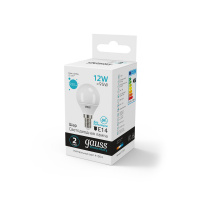Лампа Gauss Elementary Шар 12W 920lm 4100K Е14 LED 1/10/100