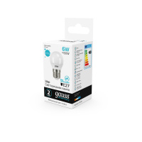 Лампа Gauss Elementary Шар 6W 450lm 4100K Е27 LED 1/10/100