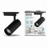 Светильник трековый Gauss цилиндр 32W 2750lm 4000K 180-240V IP20 75*220мм черный угол 24º LED 1/40