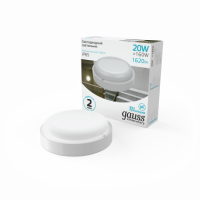 Светильник ЖКХ Gauss Elementary круг 20W 1620lm 4000K 160-260V IP65 D175*52мм белый LED 1/40