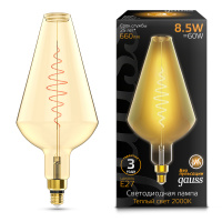 Лампа Gauss Filament Vase 8.5W 660lm 2000К Е27 golden flexible LED 1/2 Лампа Gauss Filament Vase 8.5W 660lm 2000К Е27 golden flexible LED 1/2