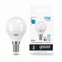 Лампа Gauss Elementary Шар 10W 750lm 6500K Е27 LED 1/10/100