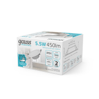Светильник Gauss Elementary Downlight круг 5,5W 450lm 4000K 185-250V IP54 95*45 белый LED 1/40