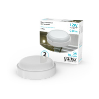 Светильник ЖКХ Gauss Elementary круг 12W 940lm 4000K 160-260V IP65 D140x48 белый LED 1/40 Светильник ЖКХ Gauss Elementary круг 12W 940lm 4000K 160-260V IP65 D140x48 белый LED 1/40