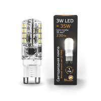 Лампа Gauss G9 AC150-265V 3W 230lm 2700K силикон LED 1/10/200