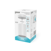 Светильник Gauss Overhead подвес цил12W 650lm 4100K 170-240V IP20 79*100мм белый LED 1/20