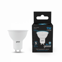 Лампа Gauss MR16 9W 830lm 6500K GU10 LED 1/10/100