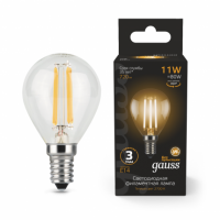 Лампа Gauss Filament Шар 11W 720lm 2700К Е14 LED 1/10/50