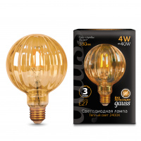 Лампа Gauss Filament G100 4W 380lm 2400К Е27 golden Baloon LED 1/20