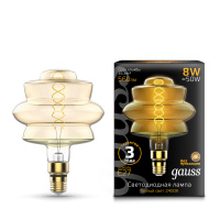 Лампа Gauss Filament BD180 8W 560lm 2400К Е27 golden flexible LED 1/4 Лампа Gauss Filament BD180 8W 560lm 2400К Е27 golden flexible LED 1/4