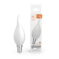 Лампа Gauss Basic Filament Свеча на ветру 4,5W 380lm 2700К Е14 milky LED 1/10/50