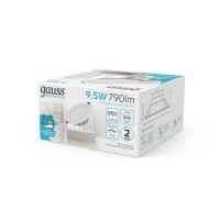 Светильник Gauss Elementary Downlight круг 9,5W 790lm 4000K 185-250V IP54 110*44 белый LED 1/40