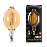 Лампа Gauss Filament BT180 8W 780lm 2400К Е27 golden straight LED 1/6 Лампа Gauss Filament BT180 8W 780lm 2400К Е27 golden straight LED 1/6