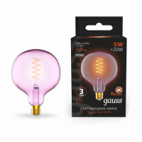 Лампа Gauss Filament G125 5W 190lm 1800К Е27 pink flexible LED 1/10