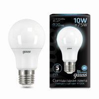 Лампа Gauss A60 10W 920lm 4100K E27 LED 1/10/50