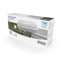 Светильник ЖКХ Gauss Elementary овал 15W 1200lm 6500K 160-260V IP65 200*98*46мм белый LED 1/40 Светильник ЖКХ Gauss Elementary овал 15W 1200lm 6500K 160-260V IP65 200*98*46мм белый LED 1/40