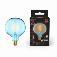 Лампа Gauss Filament G125 5W 190lm 1800К Е27 sky blue flexible LED 1/10