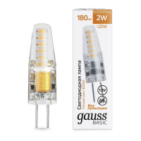 Лампа Gauss Basic G4 12V 2W 180lm 3000K силикон LED 1/20/200