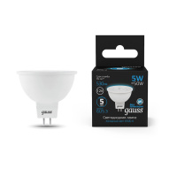 Лампа Gauss MR16 12V 5W 530lm 6500K GU5.3 LED 1/10/100