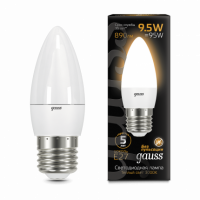 Лампа Gauss Свеча 9.5W 890lm 3000К E27 LED 1/10/100