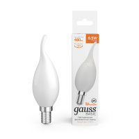 Лампа Gauss Basic Filament Свеча на ветру 6,5W 480lm 2700К Е14 milky LED 1/10/50