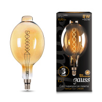 Лампа Gauss Filament BT180 8W 620lm 2400К Е27 golden flexible LED 1/6 Лампа Gauss Filament BT180 8W 620lm 2400К Е27 golden flexible LED 1/6