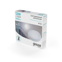 Светильник ЖКХ Gauss HALL круг 12W 940lm 4000K 200-240V IP40 D135*32мм белый LED 1/40
