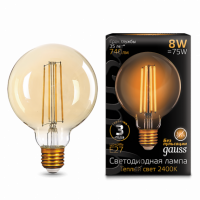 Лампа Gauss Filament G95 8W 740lm 2400К Е27 golden LED 1/20 Лампа Gauss Filament G95 8W 740lm 2400К Е27 golden LED 1/20
