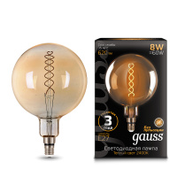 Лампа Gauss Filament G200 8W 620lm 2400К Е27 golden flexible LED 1/6 Лампа Gauss Filament G200 8W 620lm 2400К Е27 golden flexible LED 1/6