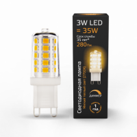 Лампа Gauss G9 AC185-265V 3W 280lm 2700K керамика диммируемая LED 1/10/200